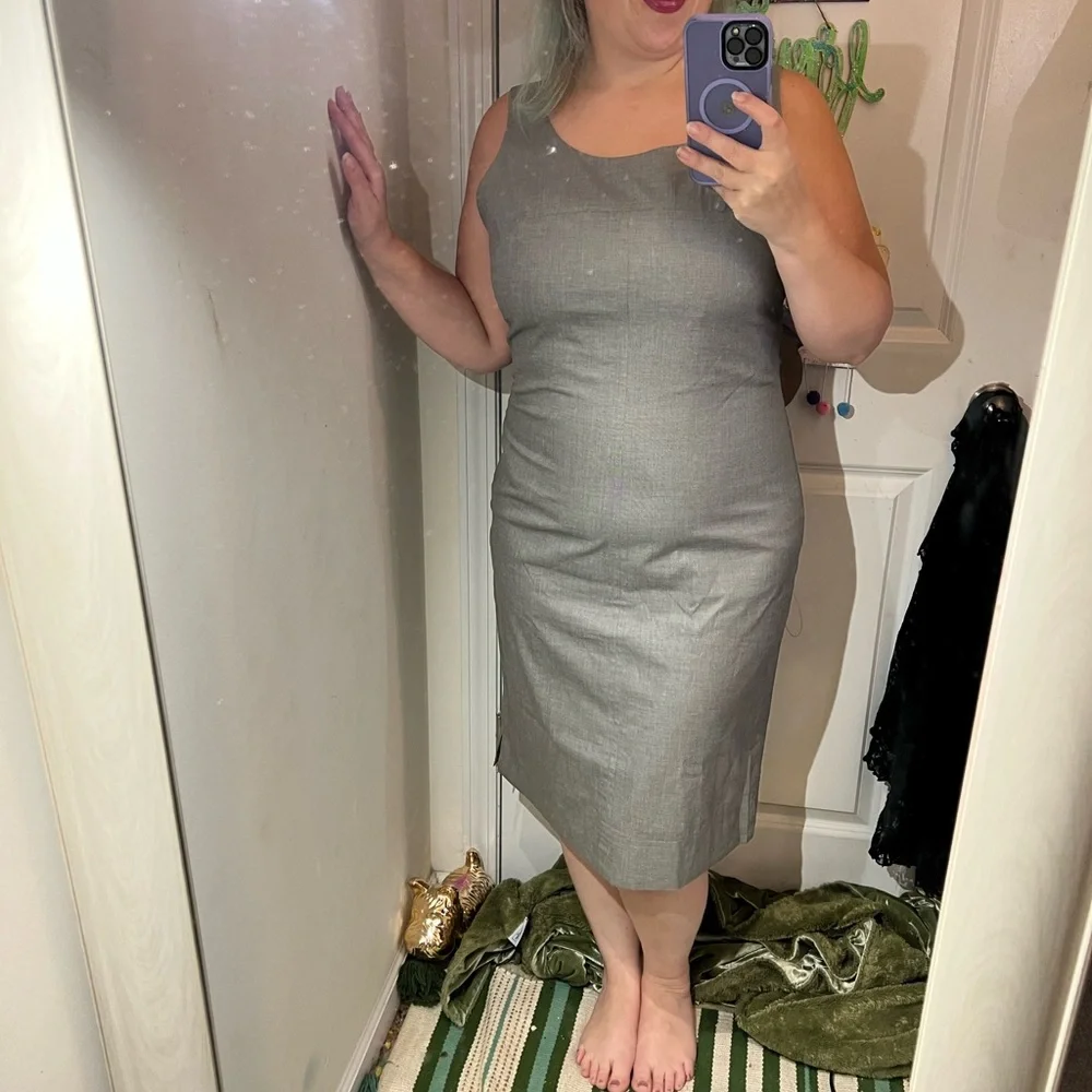 Context Gray Dress Work Dressy Elegant Professional 14 Comfortable Fitted EUC XL - Picture 1 of 9